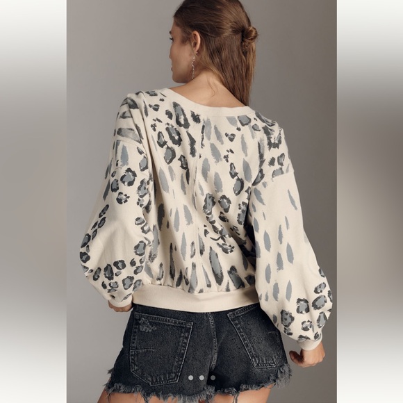 Anthropologie The Niki Bubble Sweatshirt by Pilcro. NWT. Ivory, Small - Picture 3 of 14